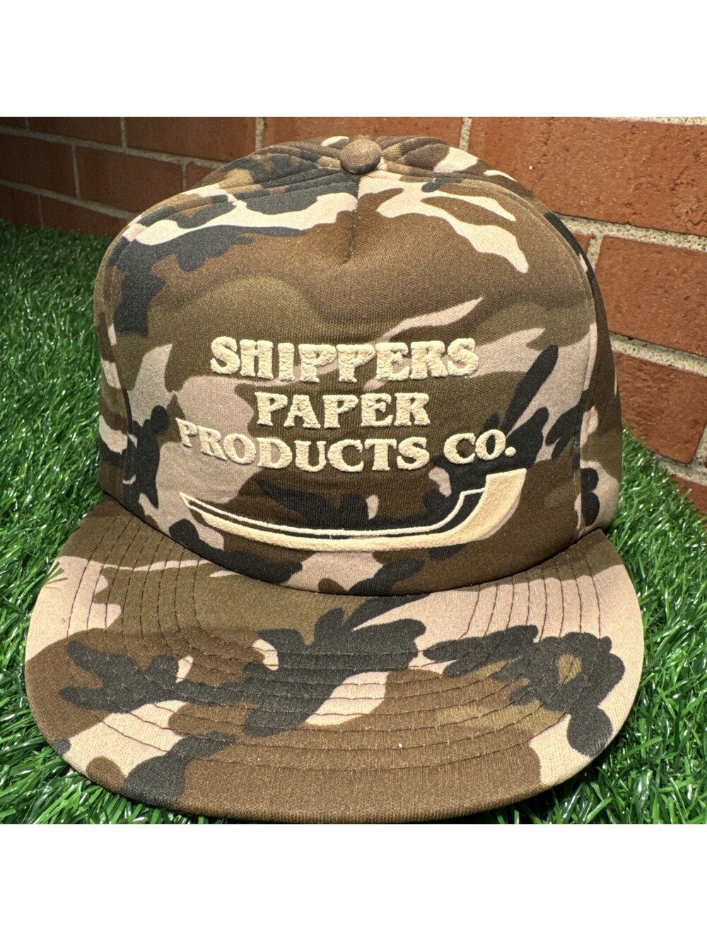 VTG 90’s Shippers Paper Products Co. Camouflage Snapback Hat